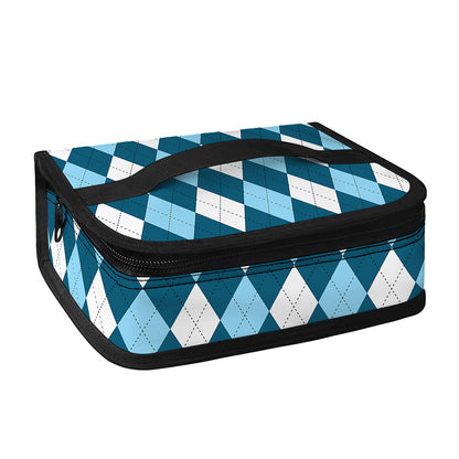 Soft Blue Argyle Pattern Print Small Lunch Bag