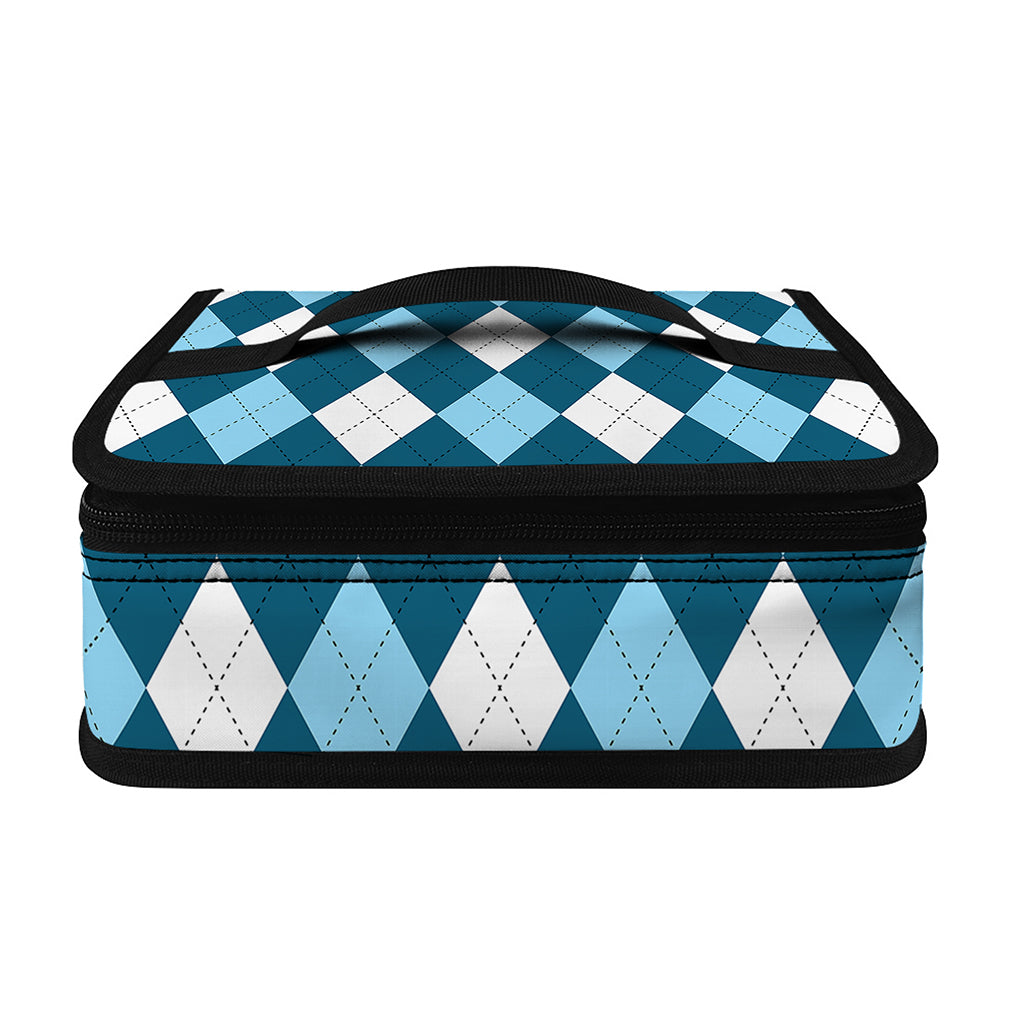 Soft Blue Argyle Pattern Print Small Lunch Bag