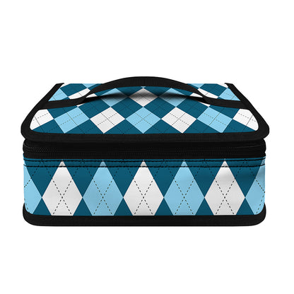 Soft Blue Argyle Pattern Print Small Lunch Bag