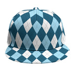 Soft Blue Argyle Pattern Print Snapback Cap