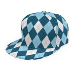 Soft Blue Argyle Pattern Print Snapback Cap