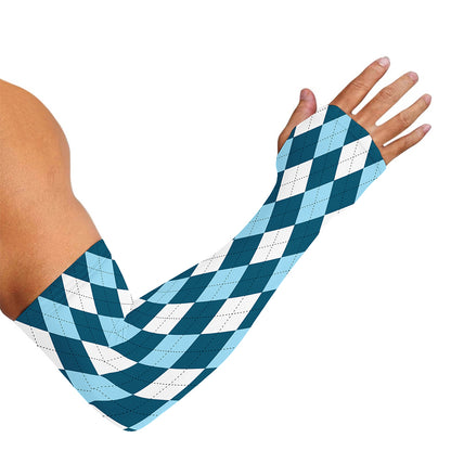 Soft Blue Argyle Pattern Print Sun Protection Arm Sleeves