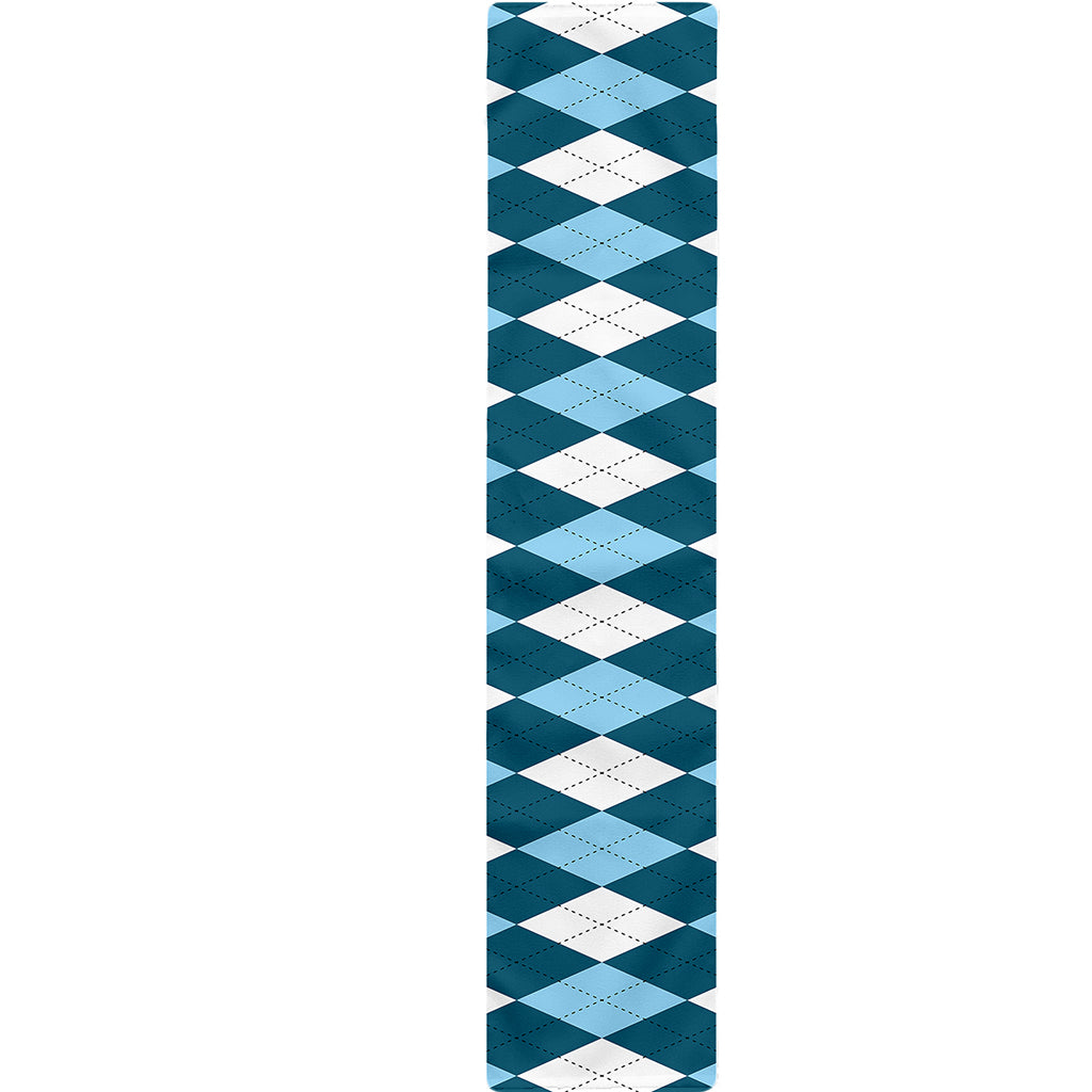 Soft Blue Argyle Pattern Print Table Runner