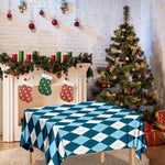 Soft Blue Argyle Pattern Print Tablecloth