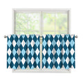 Soft Blue Argyle Pattern Print Tier Curtains