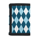 Soft Blue Argyle Pattern Print Trifold Wallet