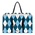 Soft Blue Argyle Pattern Print Utility Tote Bag