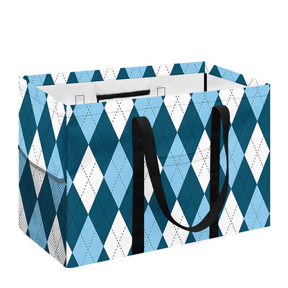 Soft Blue Argyle Pattern Print Utility Tote Bag