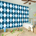 Soft Blue Argyle Pattern Print Wall Sticker