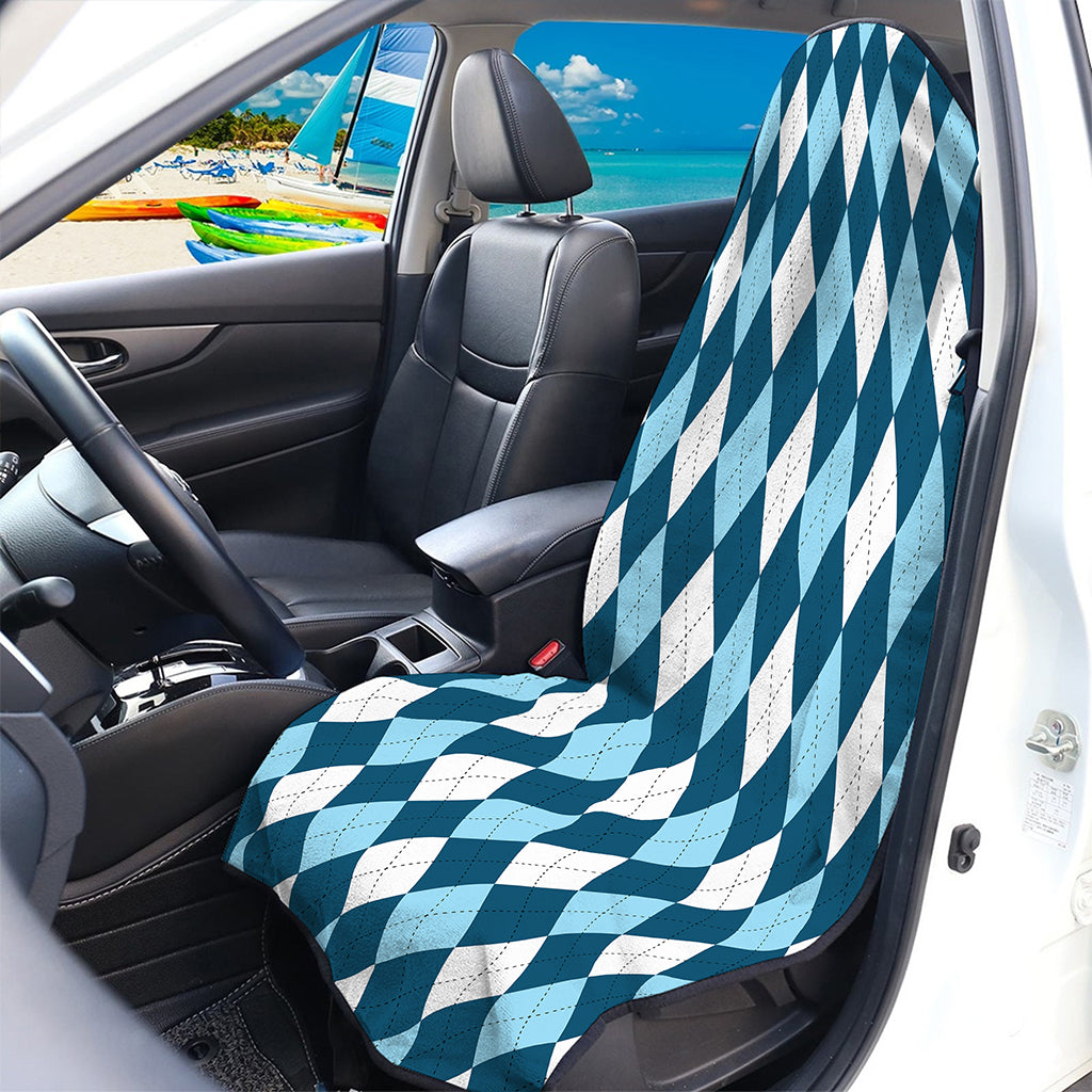 Soft Blue Argyle Pattern Print Waterproof Car Seat Cover