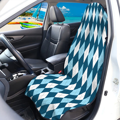 Soft Blue Argyle Pattern Print Waterproof Car Seat Cover