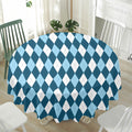 Soft Blue Argyle Pattern Print Waterproof Round Tablecloth