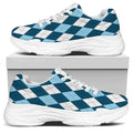 Soft Blue Argyle Pattern Print White Chunky Shoes