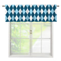 Soft Blue Argyle Pattern Print Window Valance