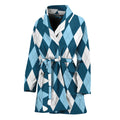Soft Blue Argyle Pattern Print Women's Bathrobe