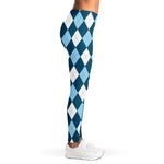 Soft Blue Argyle Pattern Print Women's Leggings