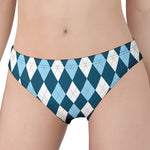 Soft Blue Argyle Pattern Print Women's Panties