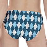 Soft Blue Argyle Pattern Print Women's Panties