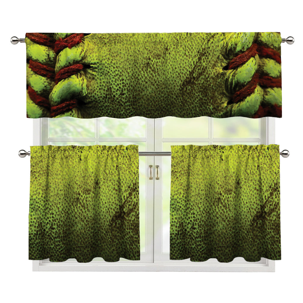 Softball Ball Print 3 Piece Kitchen Curtains