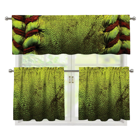 Softball Ball Print 3 Piece Kitchen Curtains