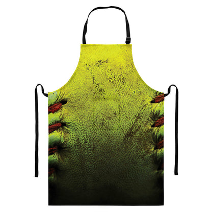 Softball Ball Print Bib Apron With Pocket