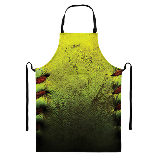 Softball Ball Print Bib Apron With Pocket