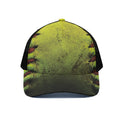 Softball Ball Print Black Mesh Trucker Hat