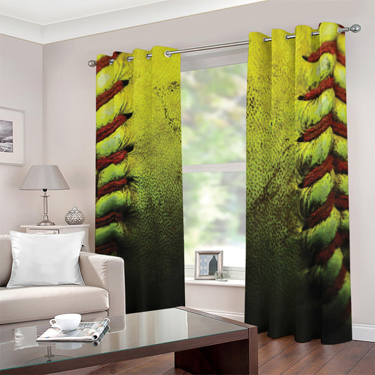 Softball Ball Print Blackout Grommet Curtains