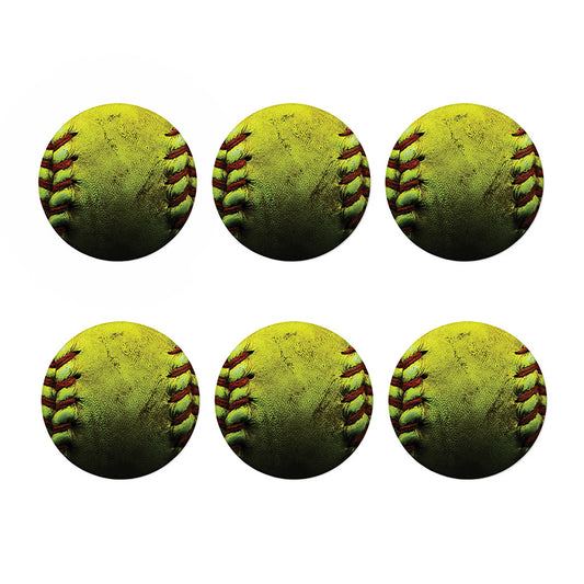 Softball Ball Print Coaster Set