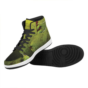 Softball Ball Print High Top Leather Sneakers