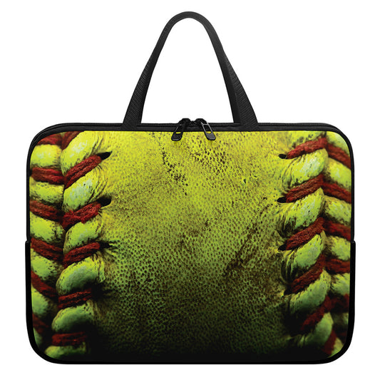 Softball Ball Print Laptop Sleeve With Handle