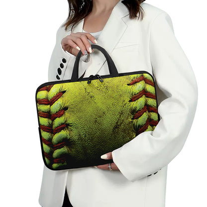 Softball Ball Print Laptop Sleeve With Handle