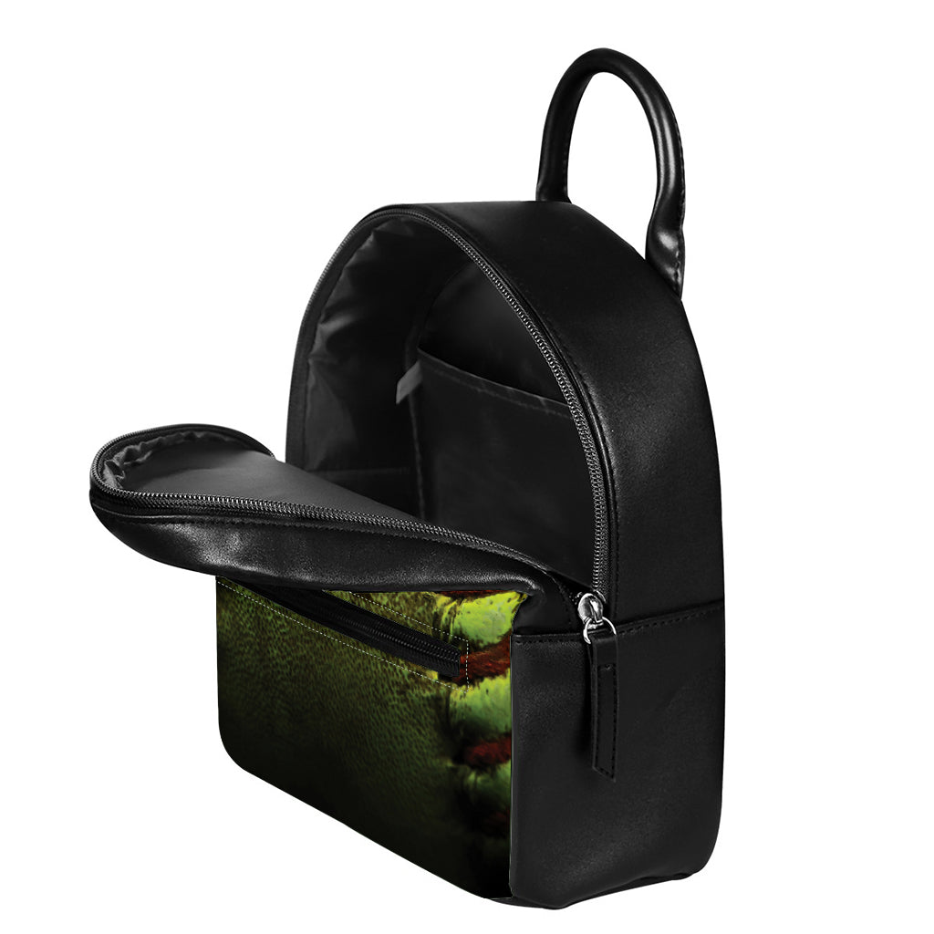 Softball Ball Print Leather Backpack