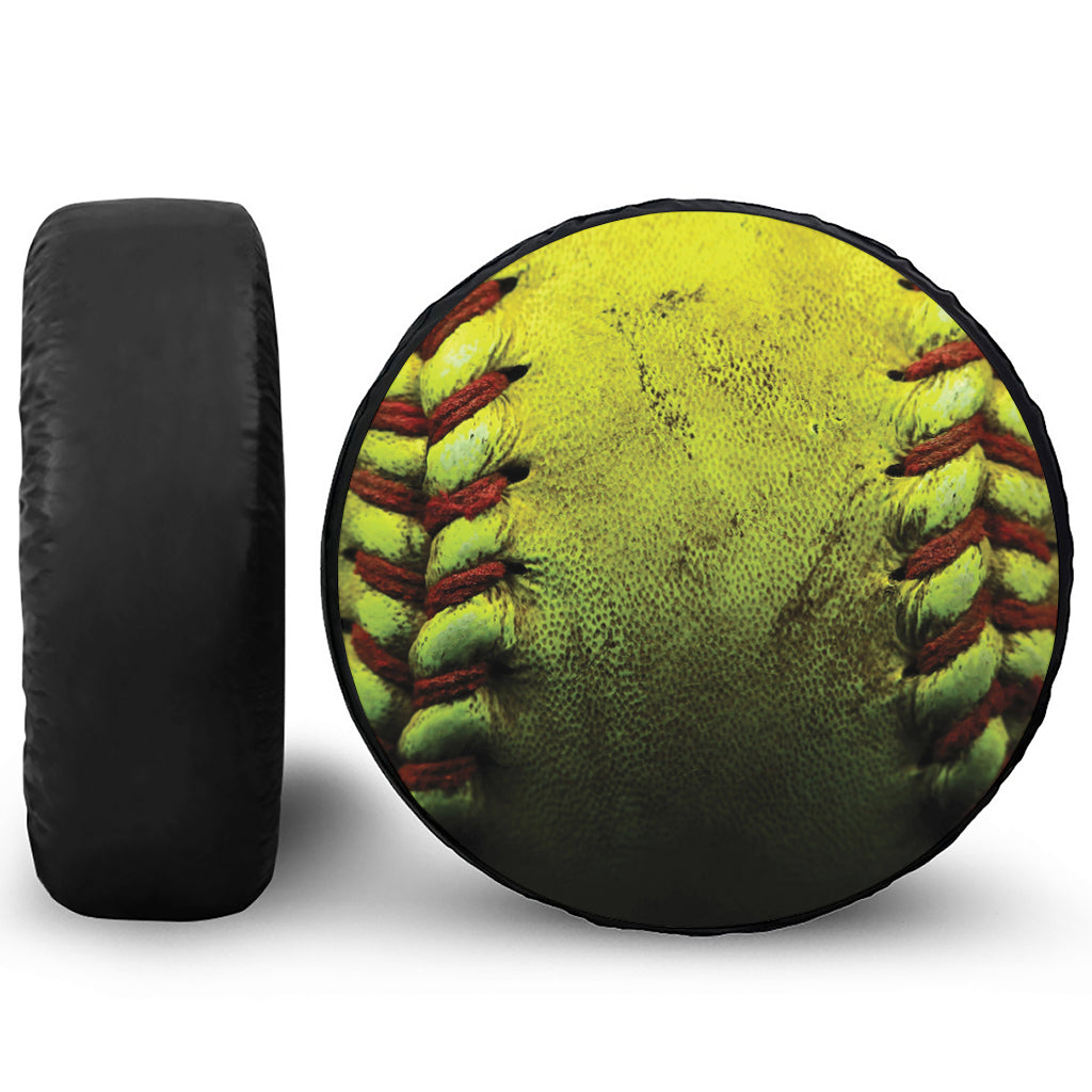 Softball Ball Print Leather Spare Tire Cover