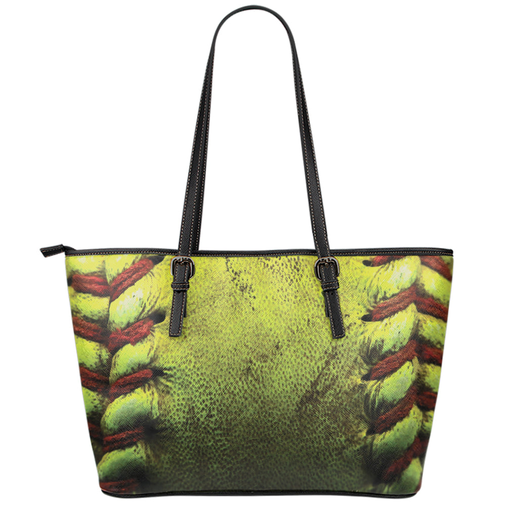 Softball Ball Print Leather Tote Bag