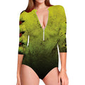 Softball Ball Print Long Sleeve Swimsuit