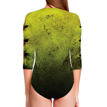 Softball Ball Print Long Sleeve Swimsuit