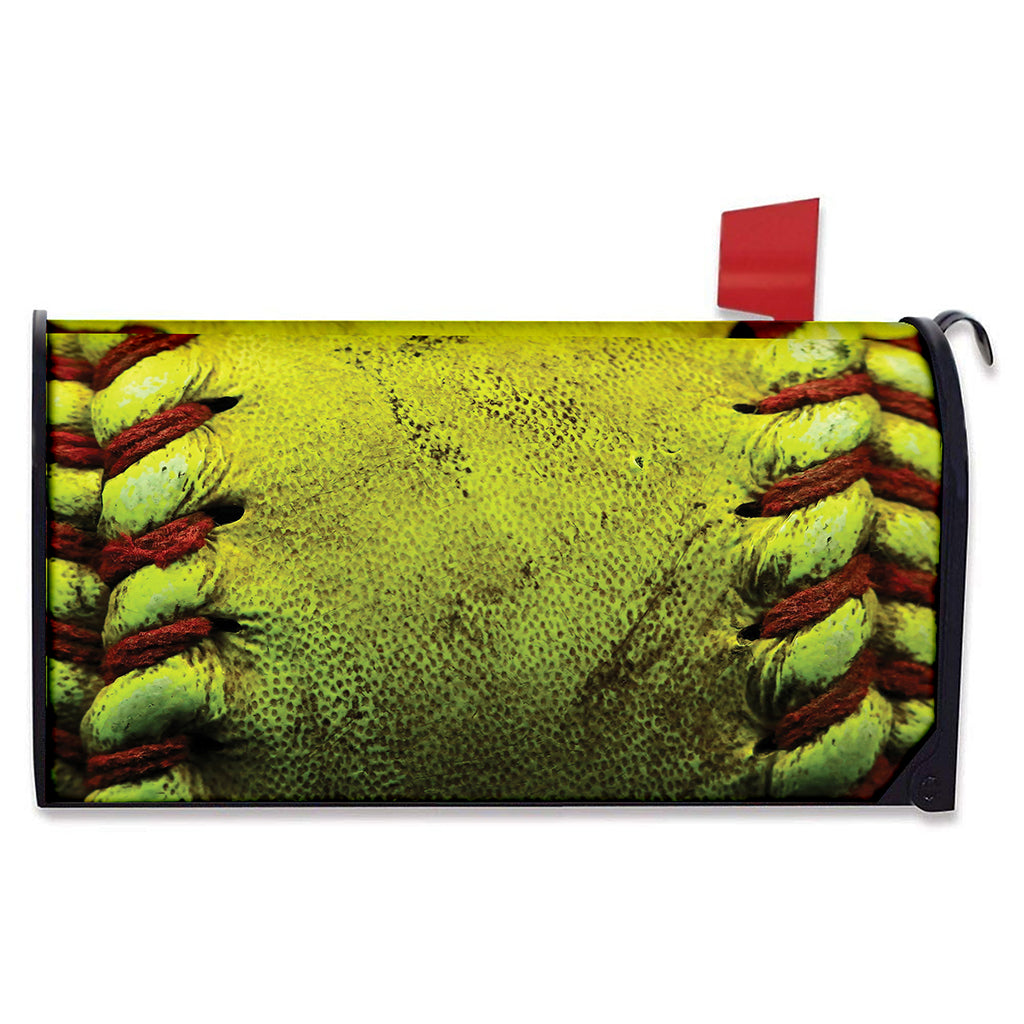 Softball Ball Print Mailbox Cover