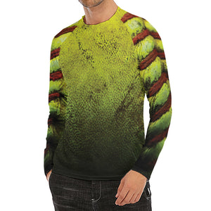 Softball Ball Print Men's Long Sleeve Rash Guard