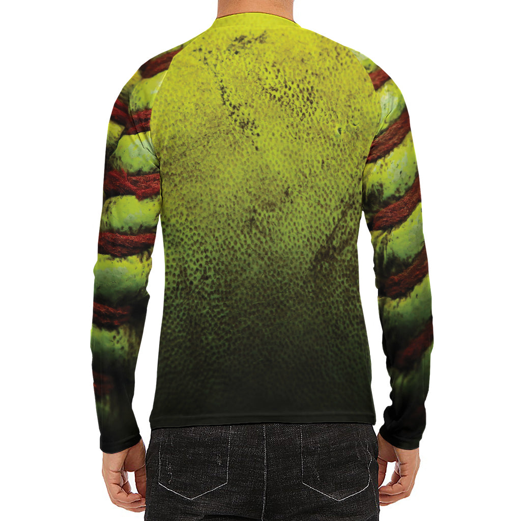 Softball Ball Print Men's Long Sleeve Rash Guard