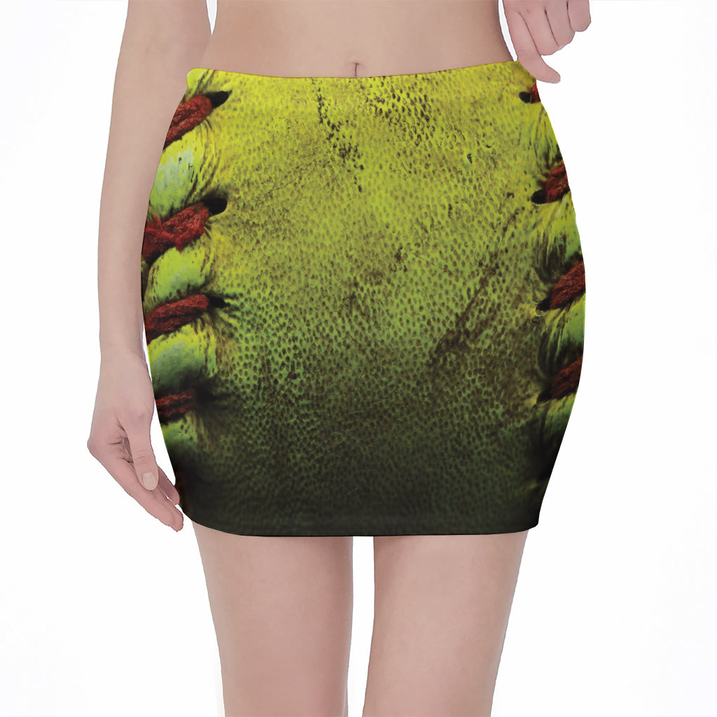 Softball Ball Print Pencil Mini Skirt