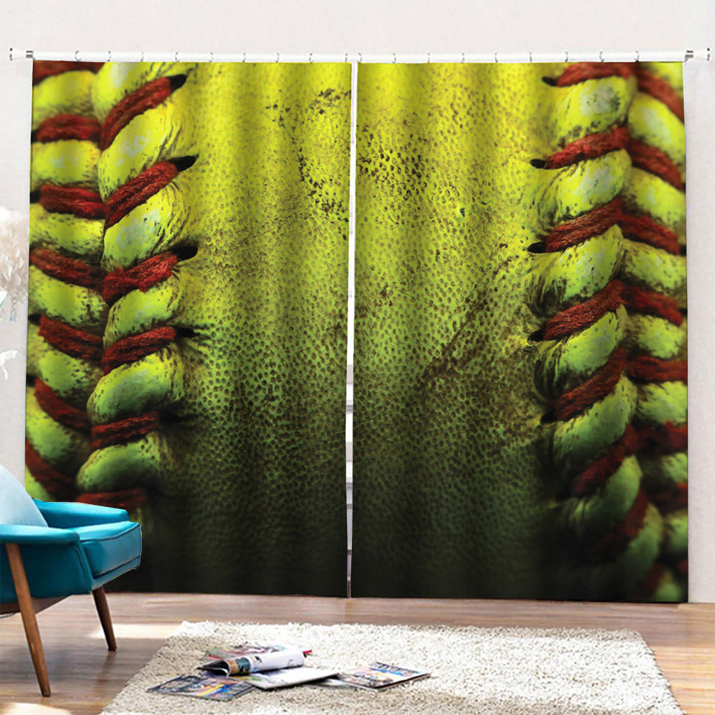 Softball Ball Print Pencil Pleat Curtains