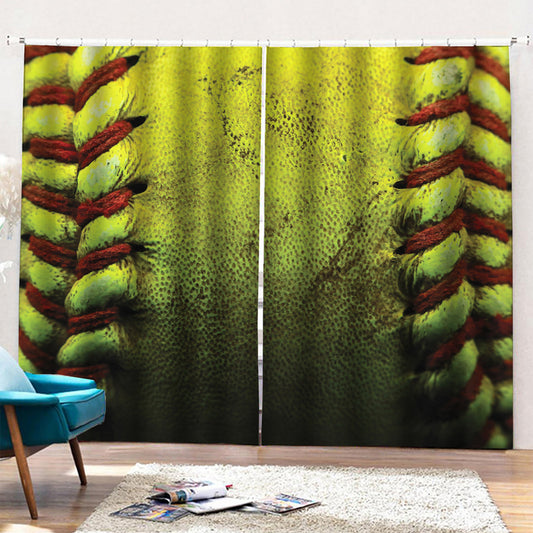Softball Ball Print Pencil Pleat Curtains