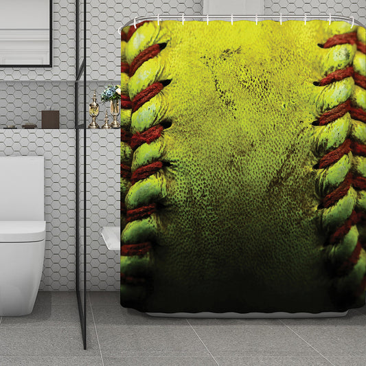 Softball Ball Print Polyester Shower Curtain