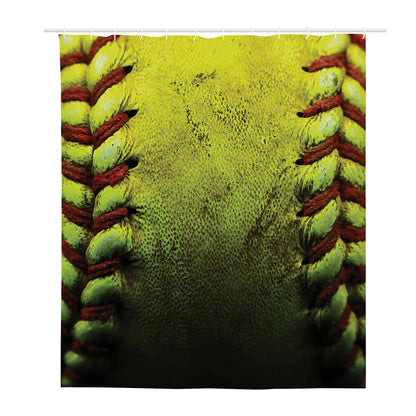 Softball Ball Print Polyester Shower Curtain