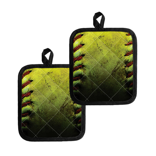 Softball Ball Print Pot Holders