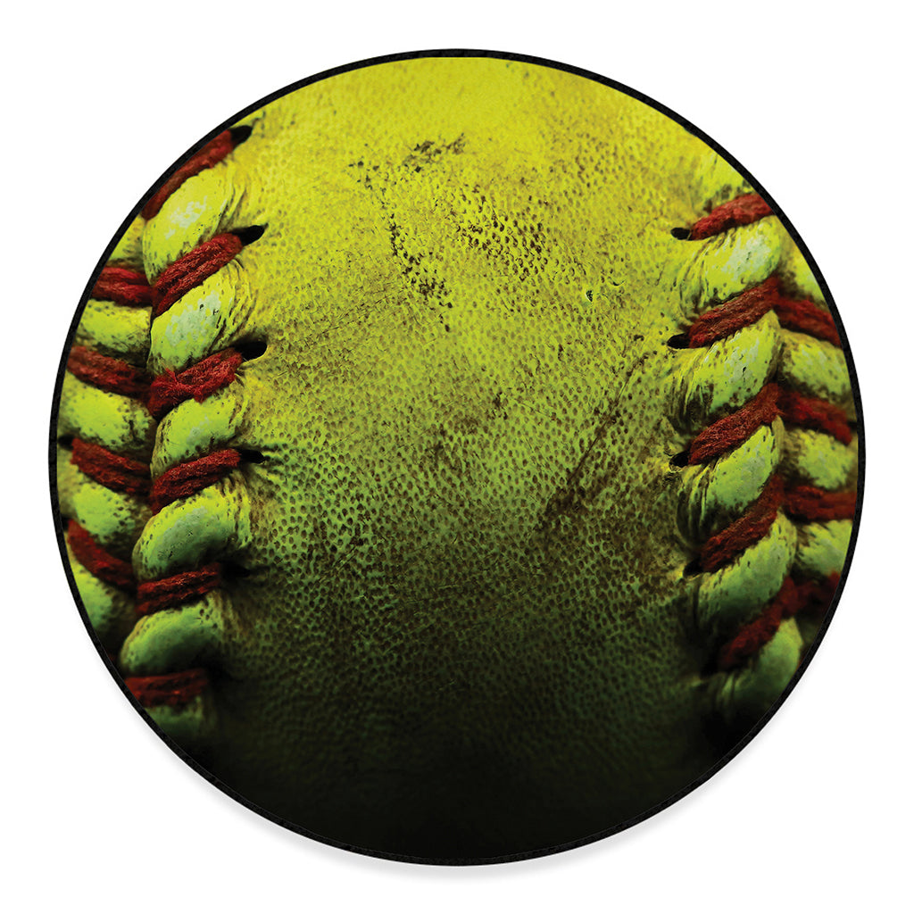 Softball Ball Print Round Floor Mat