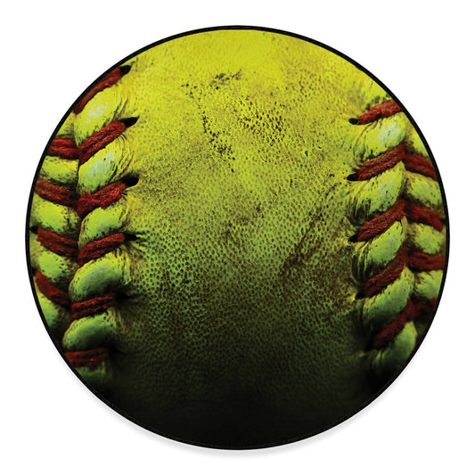 Softball Ball Print Round Floor Mat