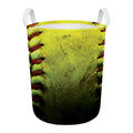 Softball Ball Print Round Laundry Basket
