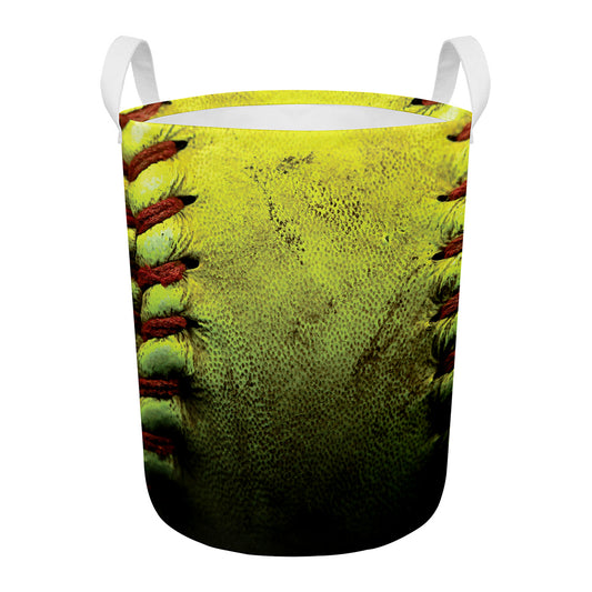 Softball Ball Print Round Laundry Basket